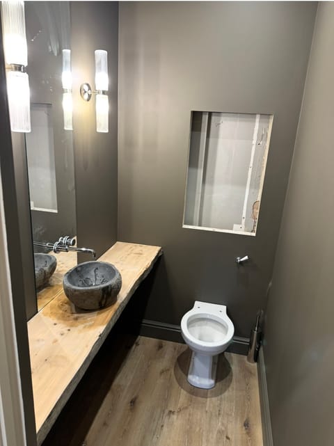 Contemporary bathroom with matte black fixtures, Hertfordshire