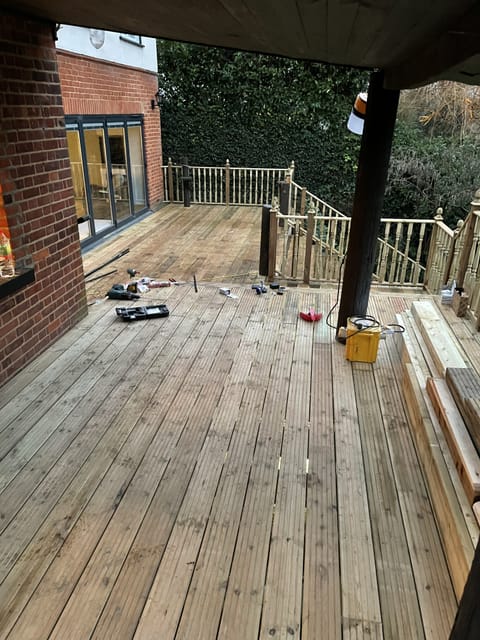 Multi-level decking with balustrade, London