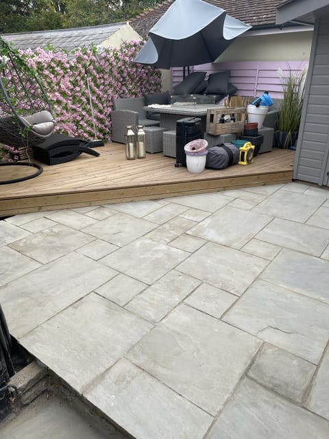 Bathroom floor and wall tiling in stone effect, Essex
