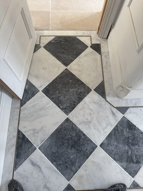 Kitchen floor tiling in large-format tiles, Essex